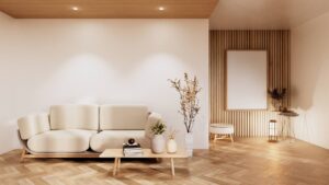 Salon avec une décoration minimaliste